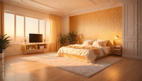 Photo interior modern design room 3d illustration;