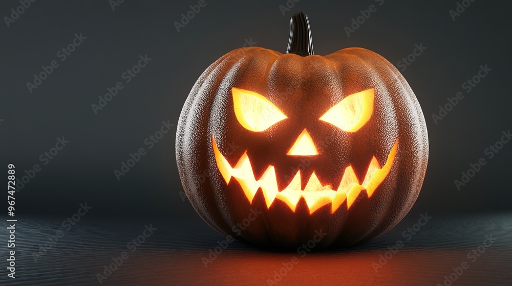 A Single Glowing Spooky Halloween Pumpkin with an Evil Face and Eyes A Single Glowing Spooky Halloween Pumpkin with an Evil Face and Eyes
