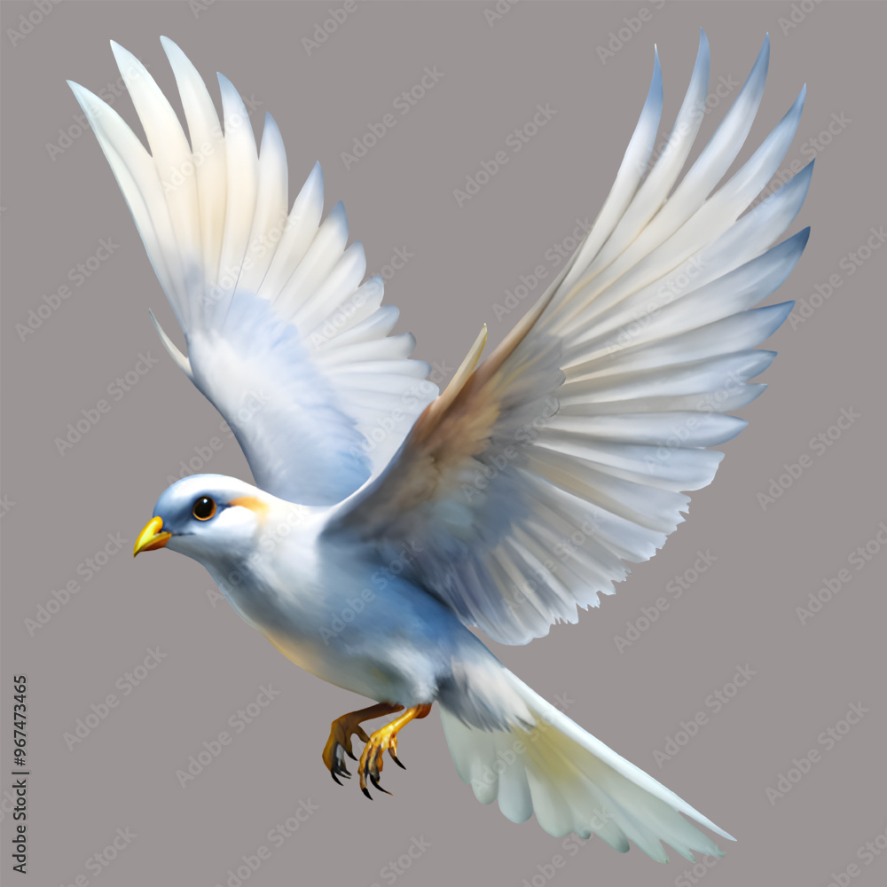 Obraz premium Free Vector White dove flying white background generative ai