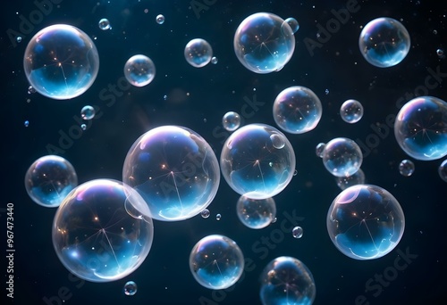 Bubbles floating on a black background with the words bubbles on the bottom