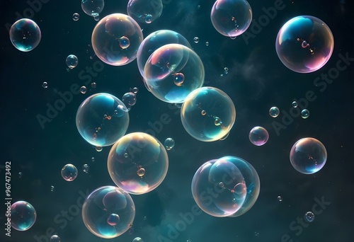 Bubbles floating on a black background with the words bubbles on the bottom