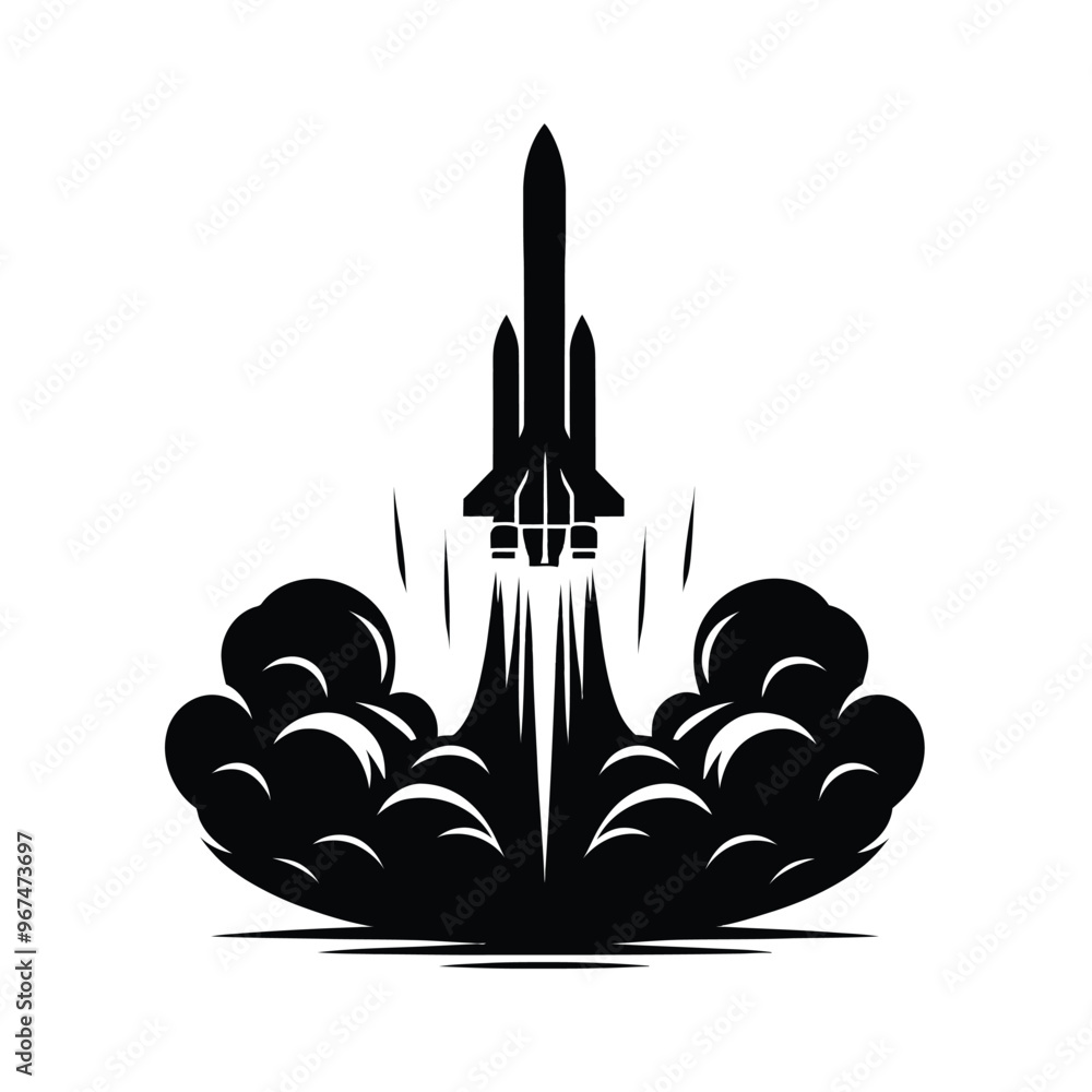 Fototapeta premium Rocket Launch Silhouette