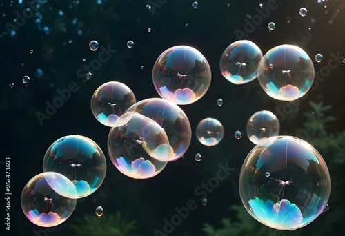 Bubbles floating on a black background with the words bubbles on the bottom