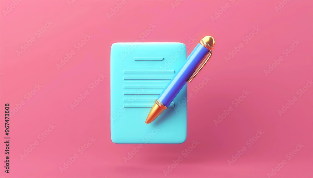 A vibrant turquoise note pad with a stylish pen on a pink background, ideal for creative writing or brainstorming ideas. A vibrant turquoise note pad with a stylish pen on a pink background, ideal for creative writing or brainstorming ideas.