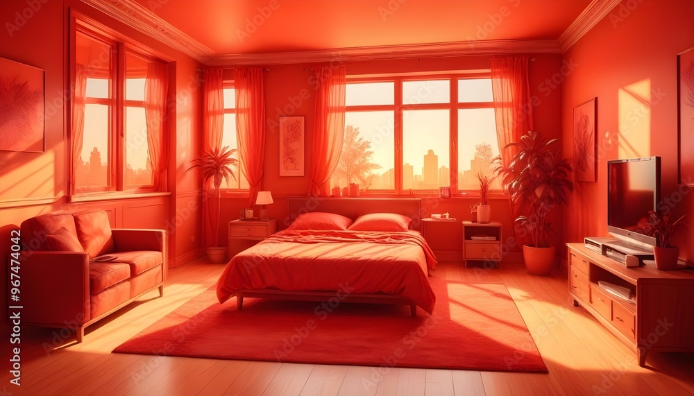 Photo interior modern design room 3d illustration; Photo interior modern design room 3d illustration;