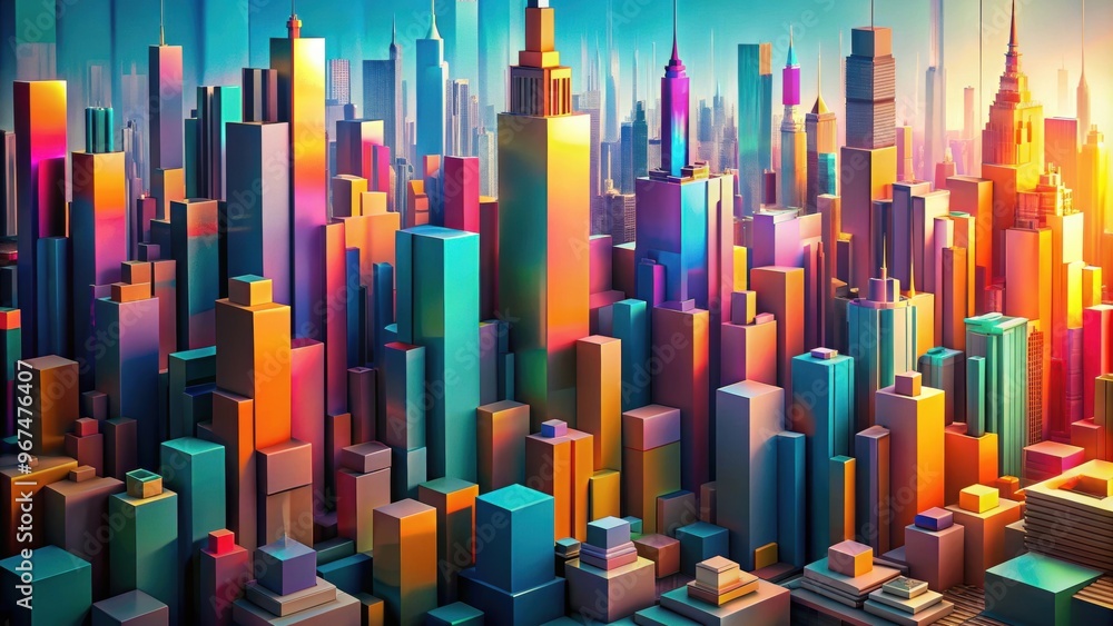Abstract cityscape with geometric shapes and vibrant colors, cityscape, abstract, geometric, modern, design Abstract cityscape with geometric shapes and vibrant colors, cityscape, abstract, geometric, modern, design