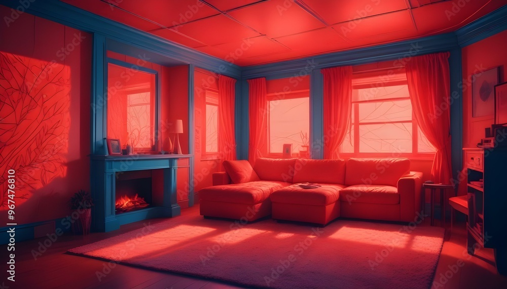 Photo interior modern design room 3d illustration; Photo interior modern design room 3d illustration;