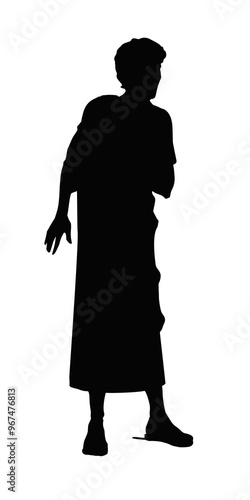 Vector drawing. Amazed man in ancient dress