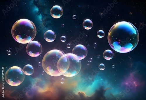 Bubbles floating on a black background with the words bubbles on the bottom