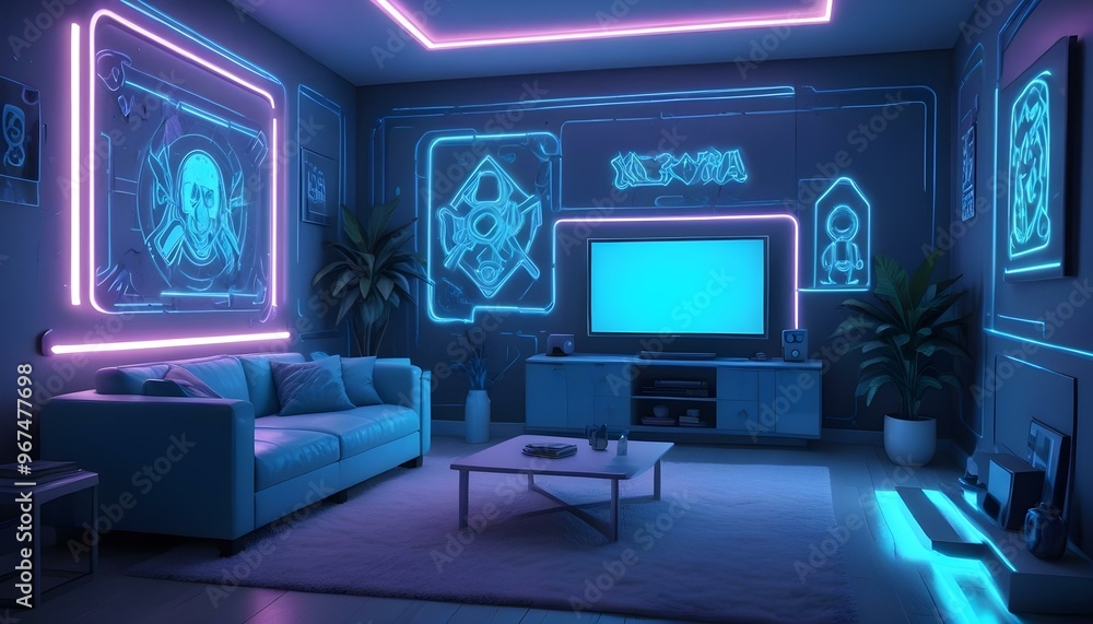 Photo interior modern design room 3d illustration; Photo interior modern design room 3d illustration;