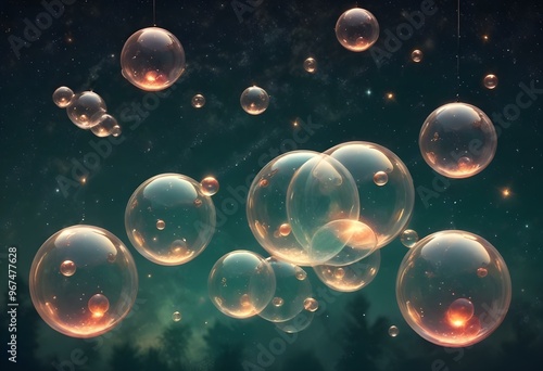 Bubbles floating on a black background with the words bubbles on the bottom