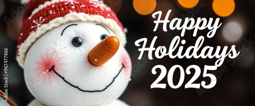 Happy Holidays 2025 with a Snowman