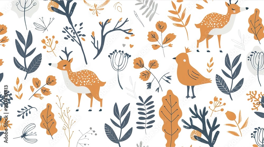 Scandinavian motifs seamless pattern wallpaper, Scandinavian motifs seamless pattern wallpaper,