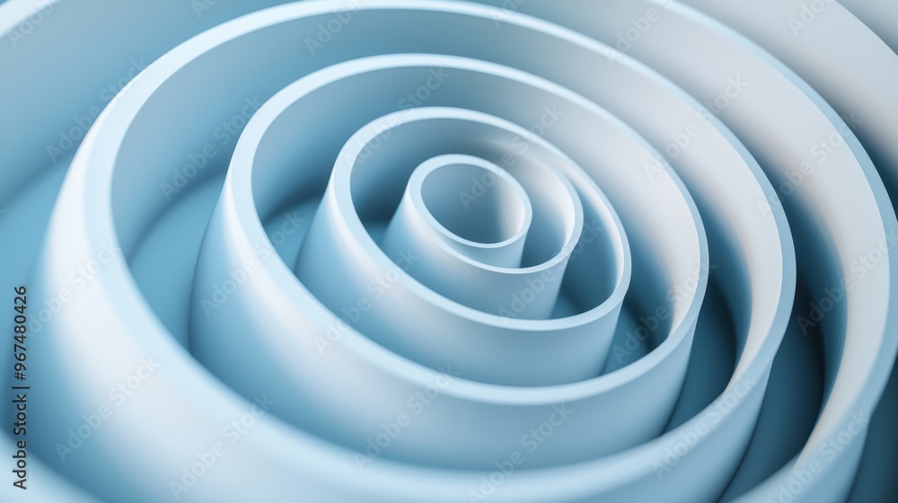Muted palette, elegant spirals, 3D illustration Muted palette, elegant spirals, 3D illustration