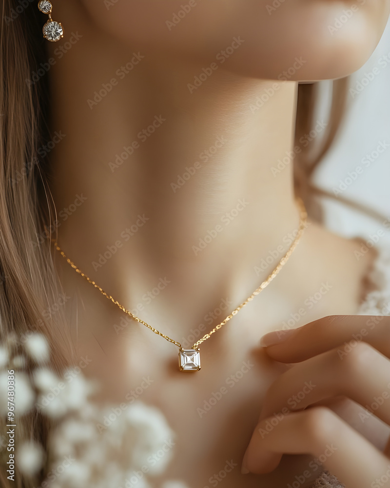 delicate gold necklace and ring on close display delicate gold necklace and ring on close display