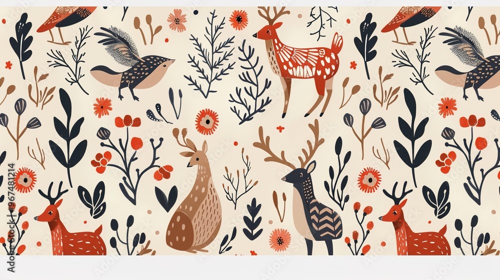 Naklejka premium Flower natural pattern wallpaper