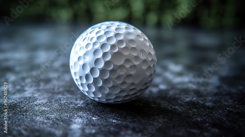 a golf ball with a dimpled surface and clean white finish isolated on a dark background