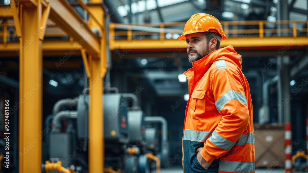 Industrial Worker Standing in a Factory Industrial Worker Standing in a Factory