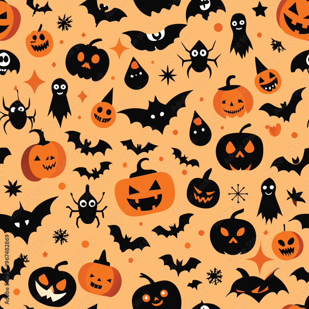 Obraz premium Halloween Seamless Pattern Vector Design