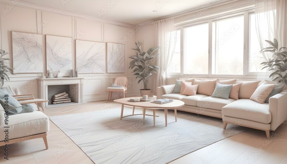 Photo interior modern design room 3d illustration; Photo interior modern design room 3d illustration;