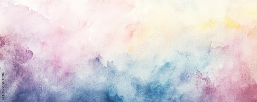 Obraz premium A serene watercolor background featuring soft pastel colors blending seamlessly for artistic inspiration and creative projects.