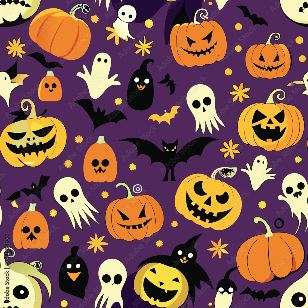 Halloween Seamless Pattern Vector Design Halloween Seamless Pattern Vector Design