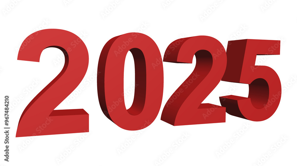 2025 New Year Celebration 3D Red Text to Celebrate the Holiday Date 2025 New Year Celebration 3D Red Text to Celebrate the Holiday Date