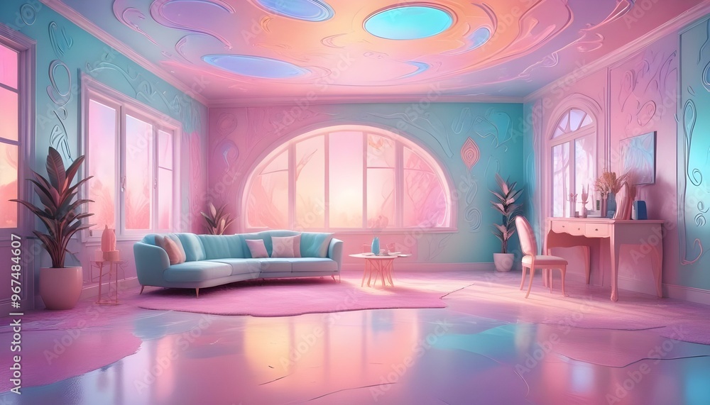Photo interior modern design room 3d illustration; Photo interior modern design room 3d illustration;