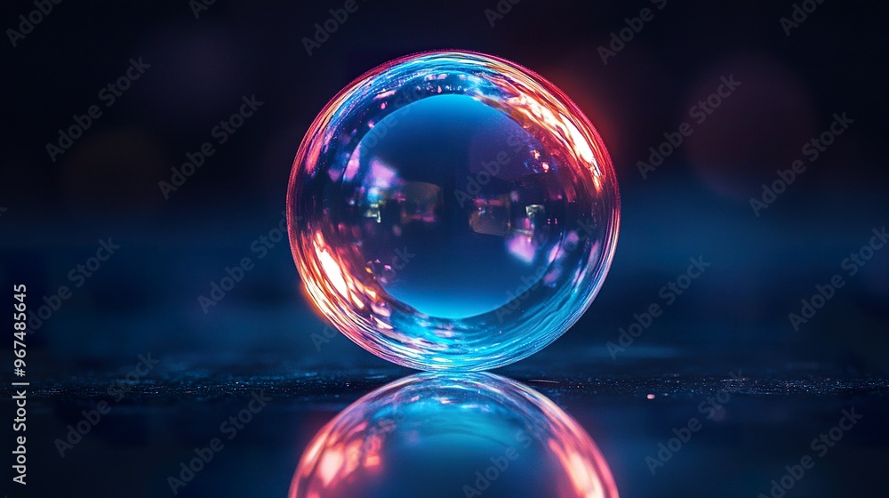 a shiny bubble with a clear glossy surface and subtle reflections isolated on a dark background a shiny bubble with a clear glossy surface and subtle reflections isolated on a dark background