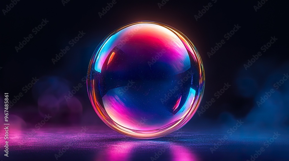 a shiny bubble with a smooth iridescent surface reflecting various colors isolated on a dark background a shiny bubble with a smooth iridescent surface reflecting various colors isolated on a dark background