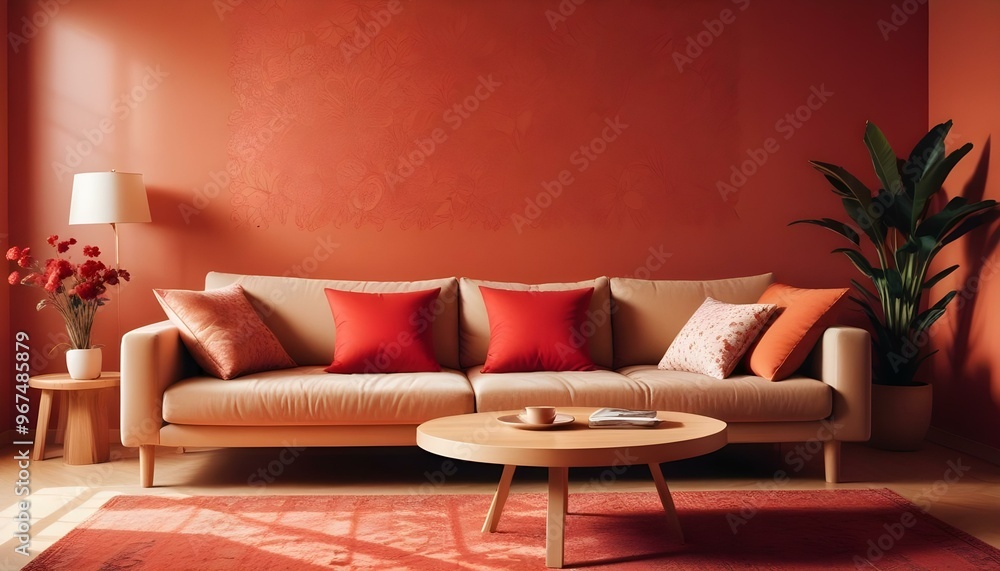 Photo interior modern design room 3d illustration; Photo interior modern design room 3d illustration;