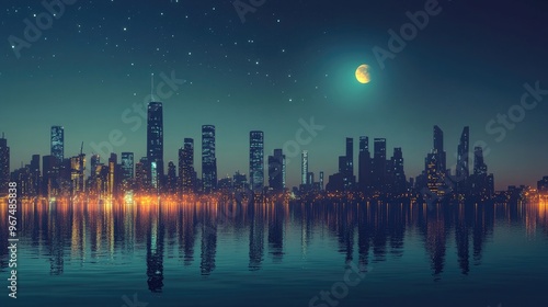 night scene of modern city photo