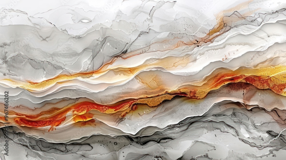 custom made wallpaper toronto digitalAbstract design featuring flowing layers in white, gray, and warm orange hues.
