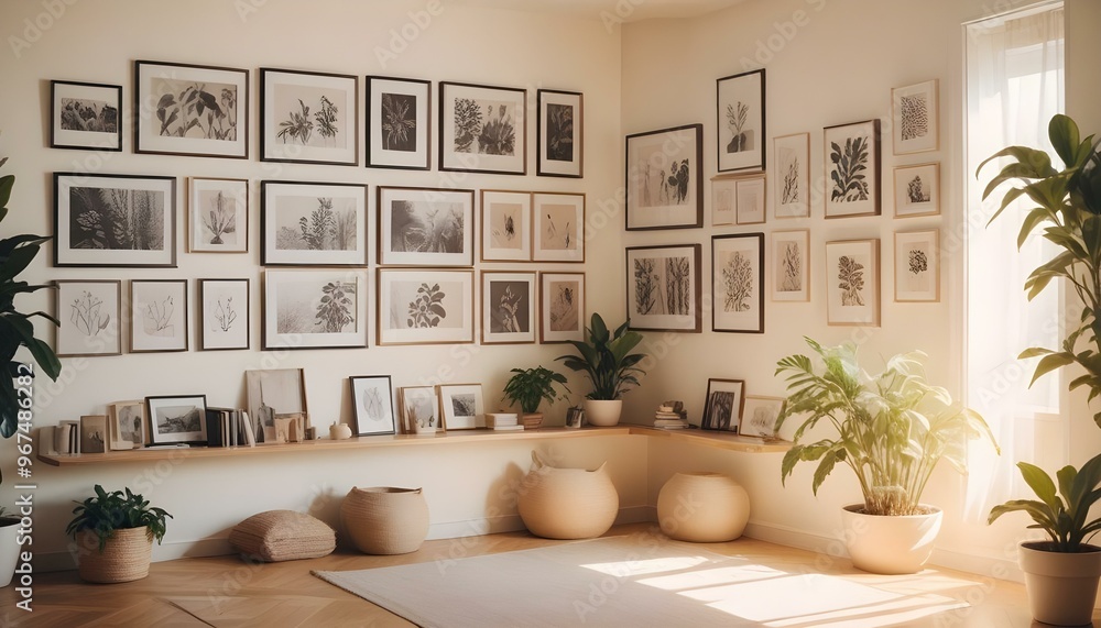 Photo interior modern design room 3d illustration; Photo interior modern design room 3d illustration;