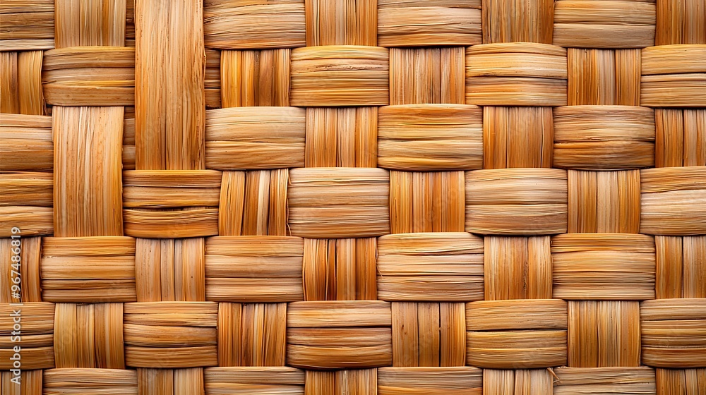 A woven bamboo texture pattern provides a rustic and natural touch.