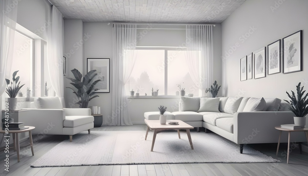 Photo interior modern design room 3d illustration; Photo interior modern design room 3d illustration;