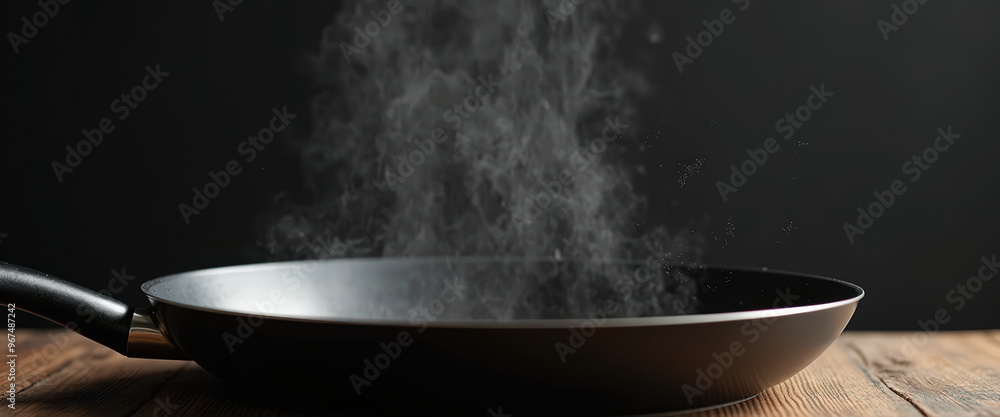 Empty Frying Pan With Steam Rising Up Empty Frying Pan With Steam Rising Up
