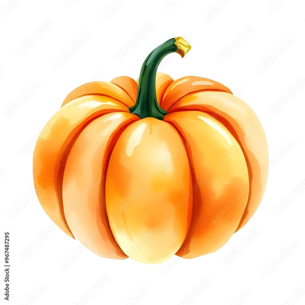 Obraz premium Pumpkin isolated on transparent background. Watercolor illustration.