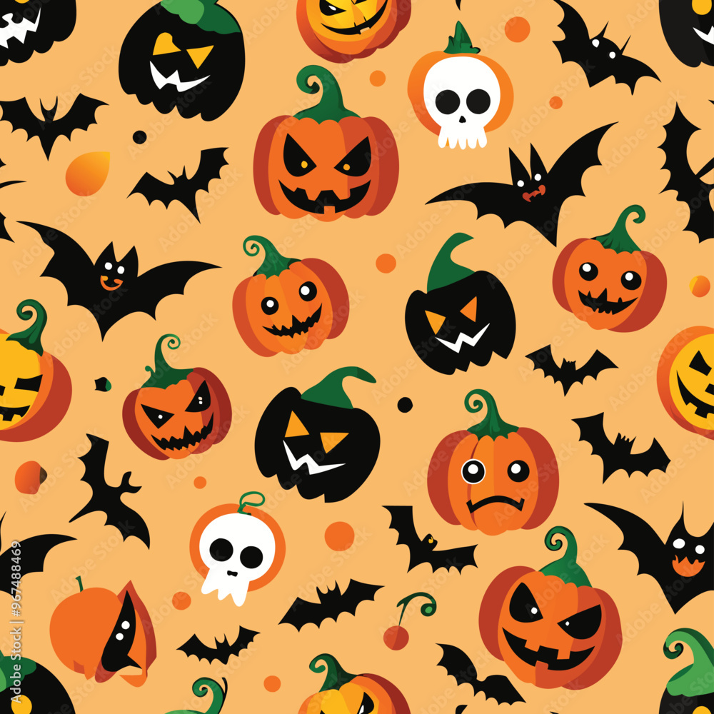 Halloween Seamless Pattern Vector Design Halloween Seamless Pattern Vector Design
