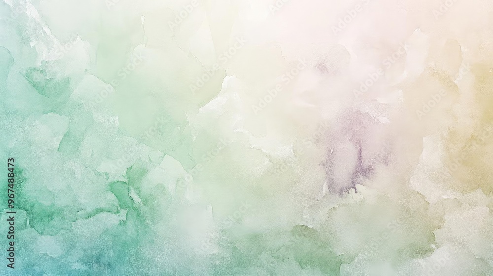 A soft watercolor background with gentle hues of green, blue, and cream, perfect for creating a tranquil and serene atmosphere. A soft watercolor background with gentle hues of green, blue, and cream, perfect for creating a tranquil and serene atmosphere.
