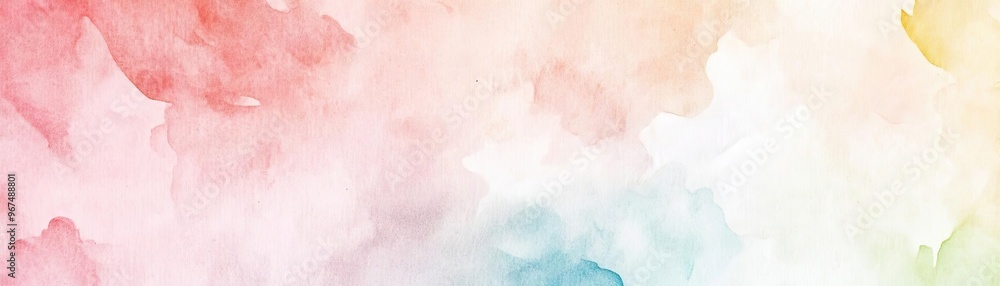 Fototapeta premium A soft watercolor background featuring gentle hues of pink, blue, and yellow. Ideal for creative projects, invitations, or website designs.