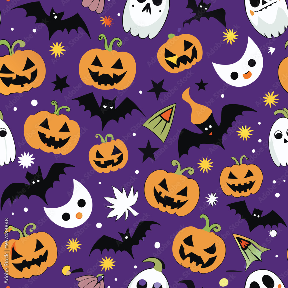 Halloween Seamless Pattern Vector Design Halloween Seamless Pattern Vector Design