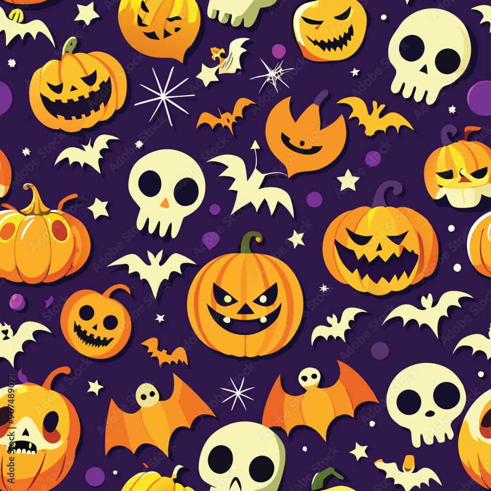 Halloween Seamless Pattern Vector Design Halloween Seamless Pattern Vector Design