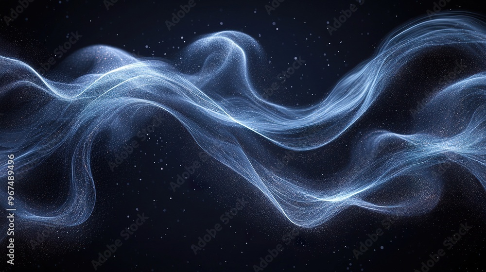 an abstract depiction of wind with curved flowing lines or particles in motion isolated on a dark background an abstract depiction of wind with curved flowing lines or particles in motion isolated on a dark background