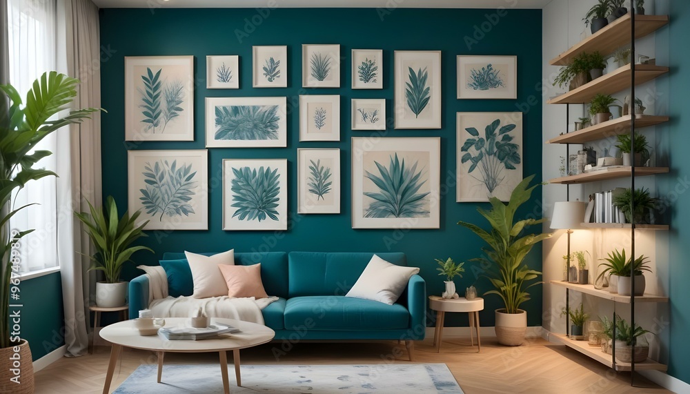Photo interior modern design room 3d illustration; Photo interior modern design room 3d illustration;