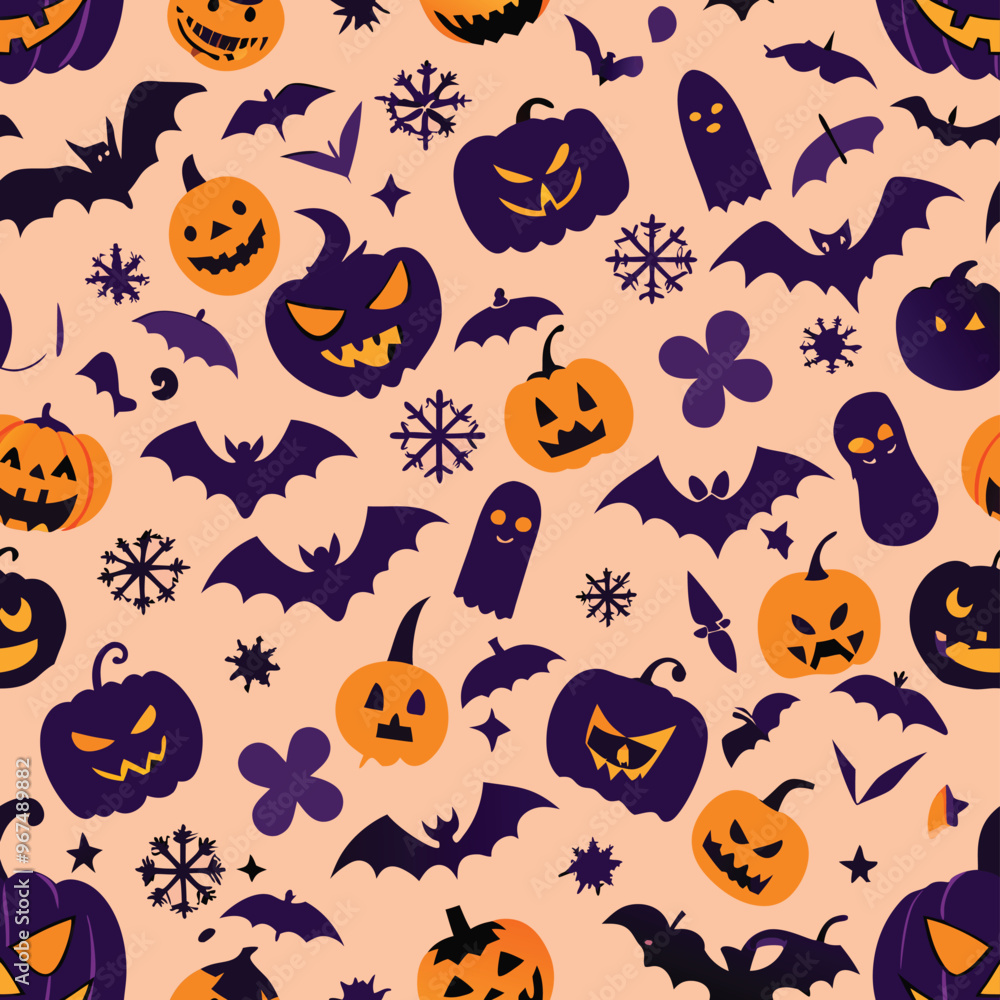 Halloween Seamless Pattern Vector Design Halloween Seamless Pattern Vector Design