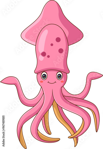 Cute happy squid cartoon