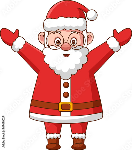 Cartoon happy santa claus on white background