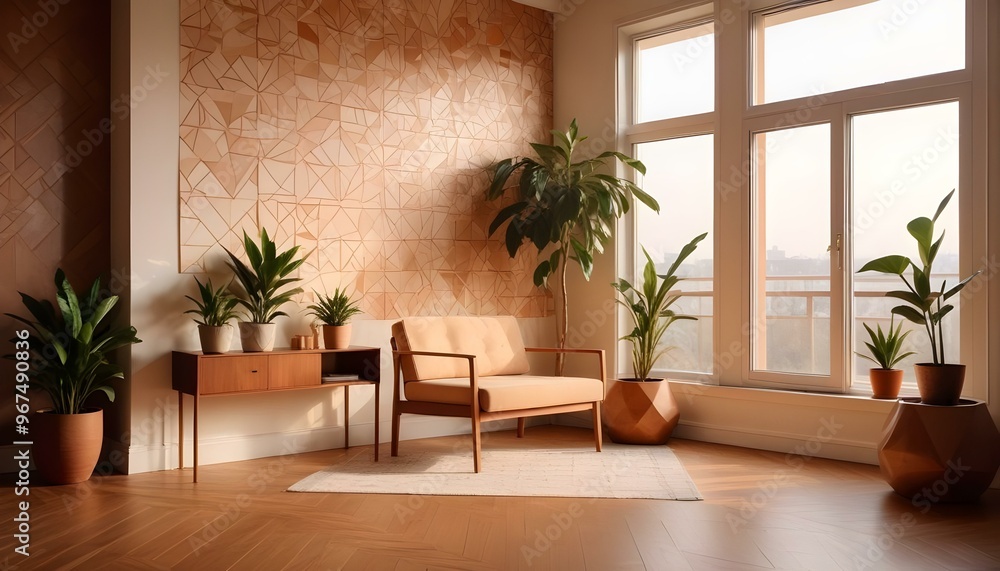 Fototapeta premium Photo interior modern design room 3d illustration;