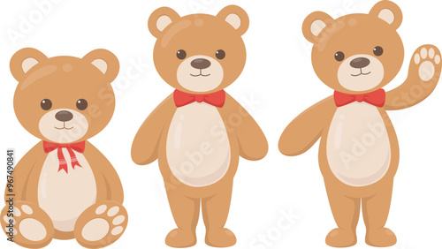 Cartoon cute doll bear on white background